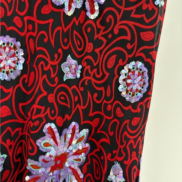 Nicole miller vintage Y2K 90s boho artsy floral sheer Embellished skirt sz 0 25 - Picture 8 of 16